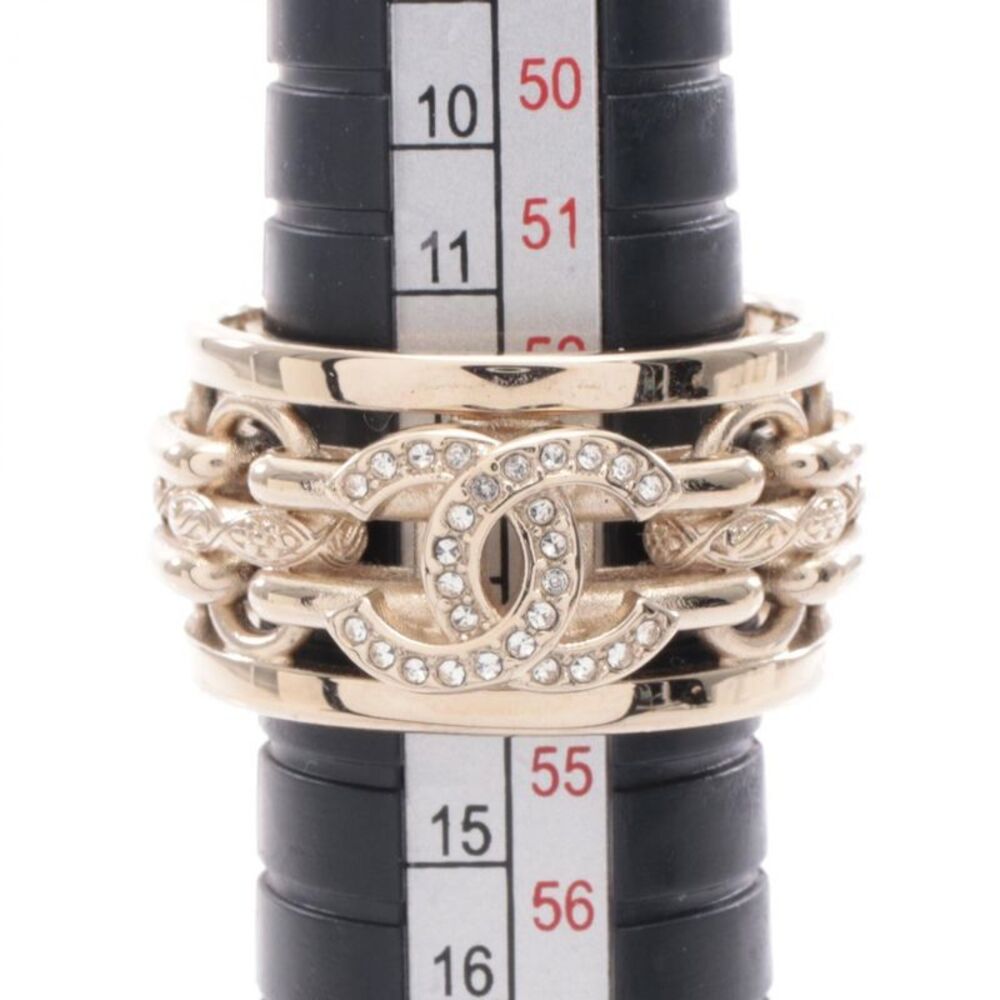 Chanel Coco Mark Ring Gold Plated Rhinestone - Picture 5 of 5